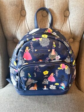 Navy Blue Princess Print Mini Backpack